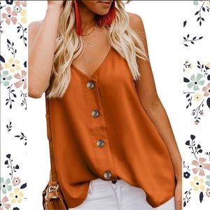 BURNT ORANGE TANK TOP W/ BUTTONS